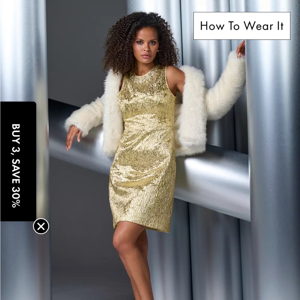 Boston Proper Gold Embellished Dress